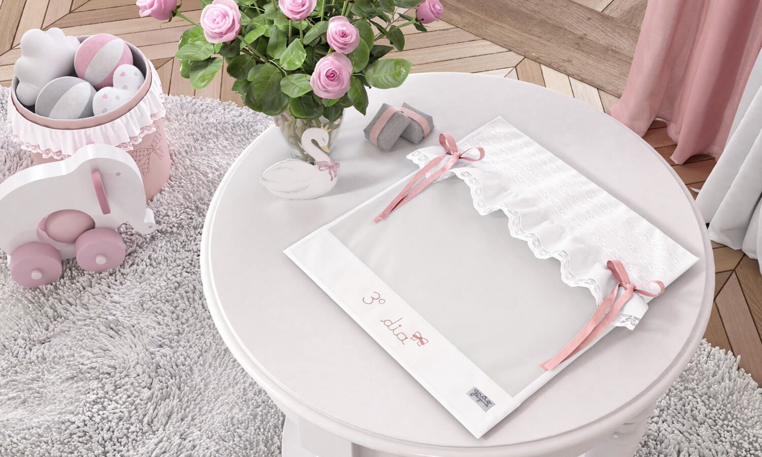 Saquinho Maternidade para Roupinhas Rendinha e Babados Terceiro Dia