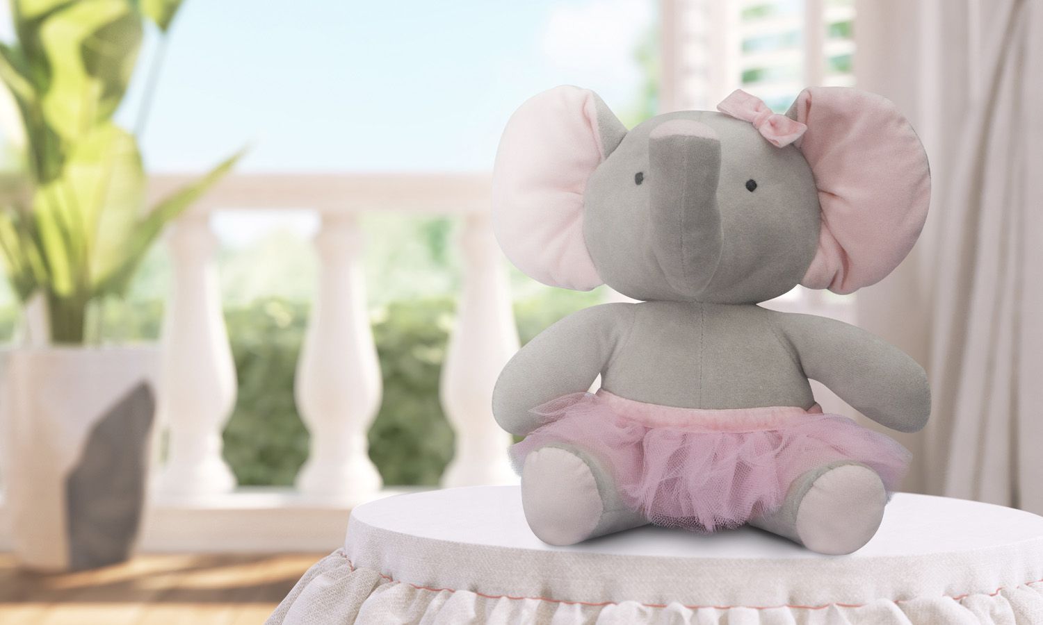Bichinho de Pelúcia Elefante com Saia de Tule 45cm