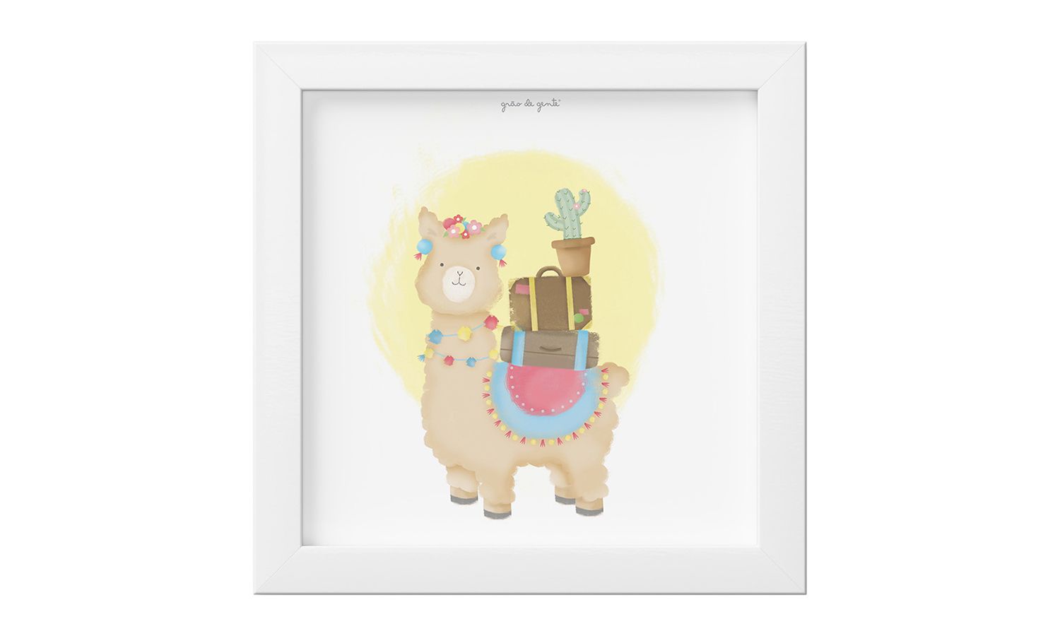 Quadro Amiguinha Lhama de Férias 18cm