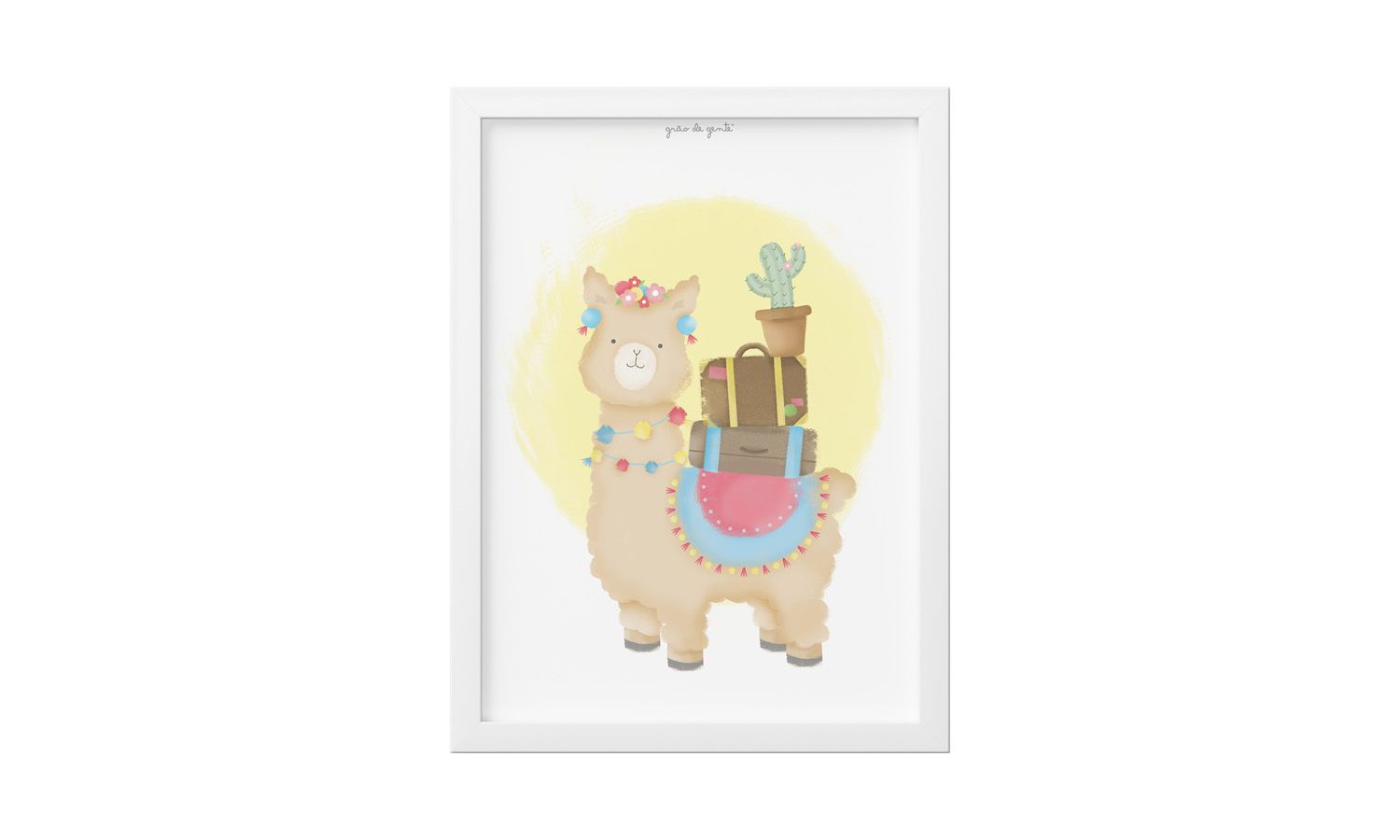 Quadro Amiguinha Lhama de Férias 25cm