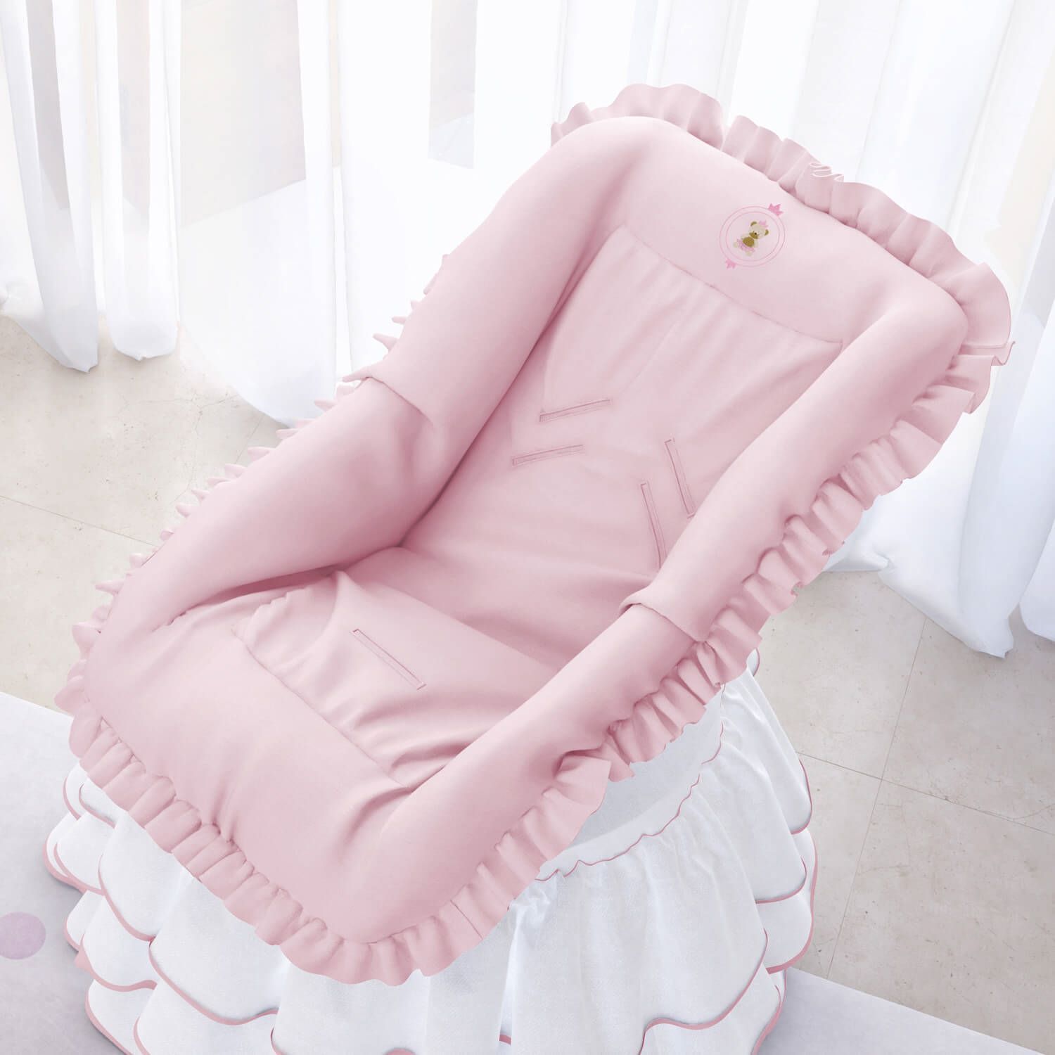 Capa de Bebê Conforto Ursinha Realeza Rosa