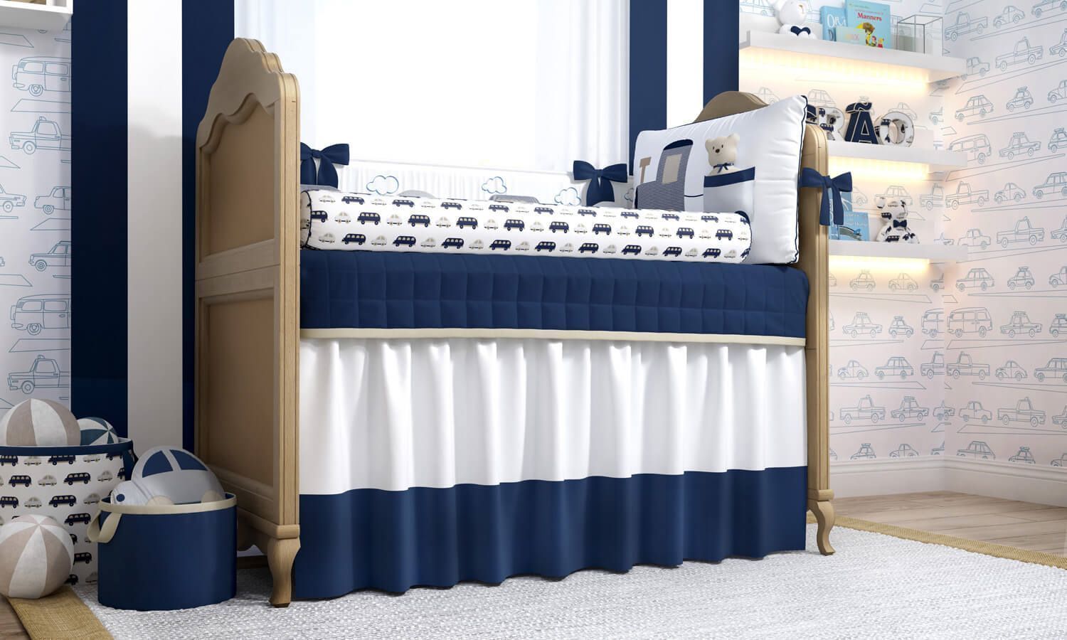 Kit Berço Carrinhos Amarelo