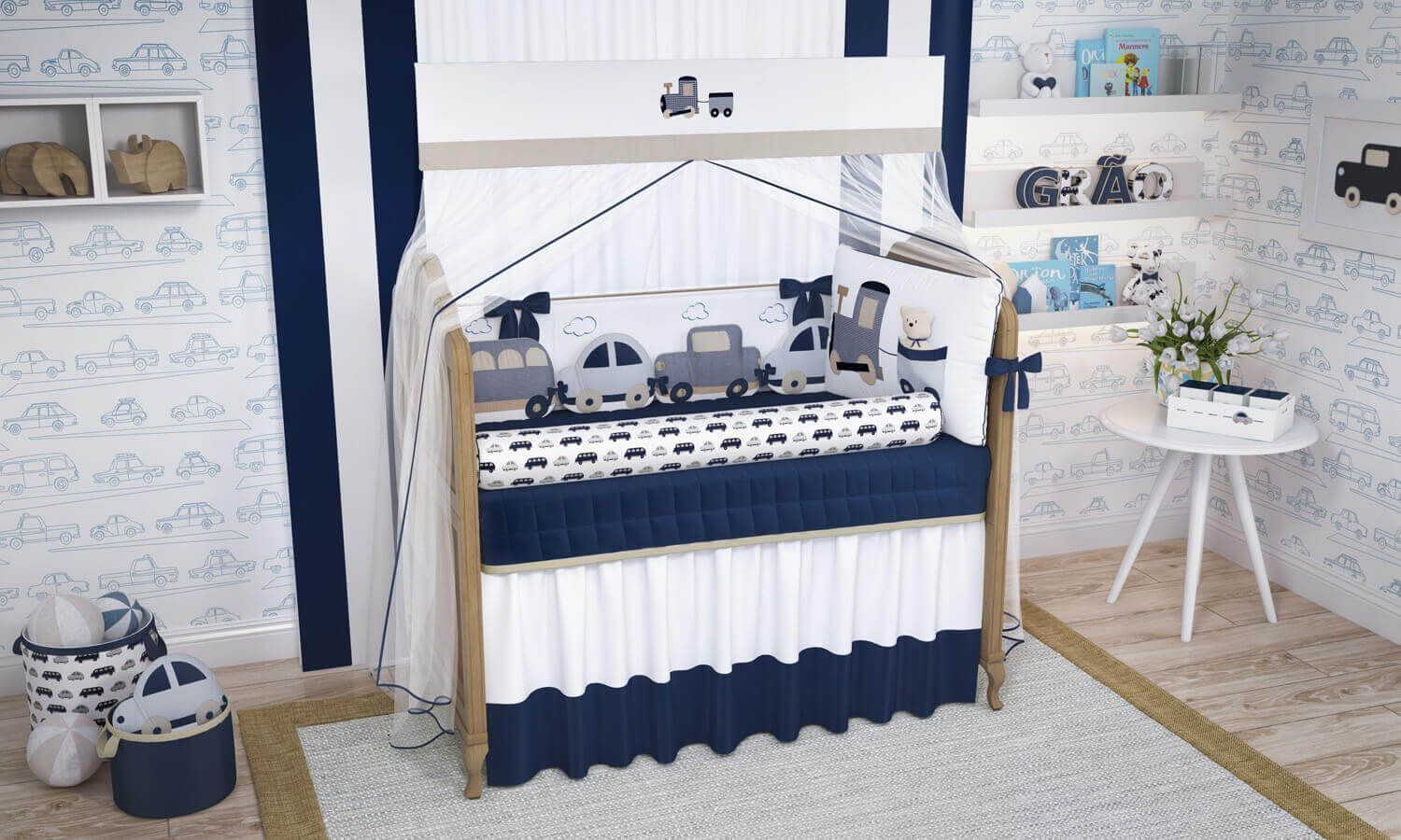 Kit Berço Carrinhos Amarelo