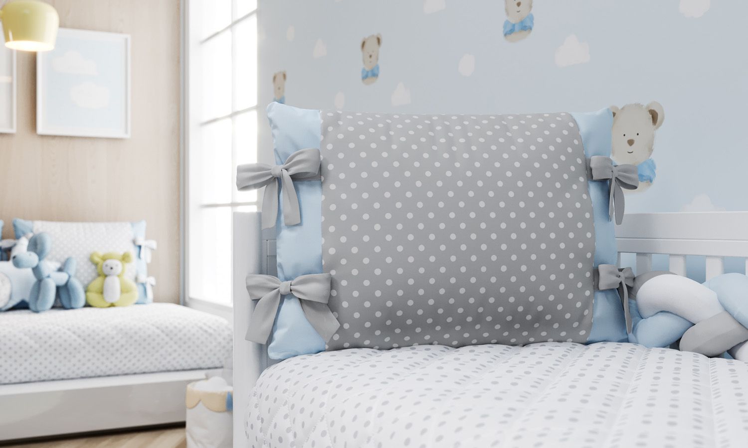 Kit Berço Trança Poá Rosa