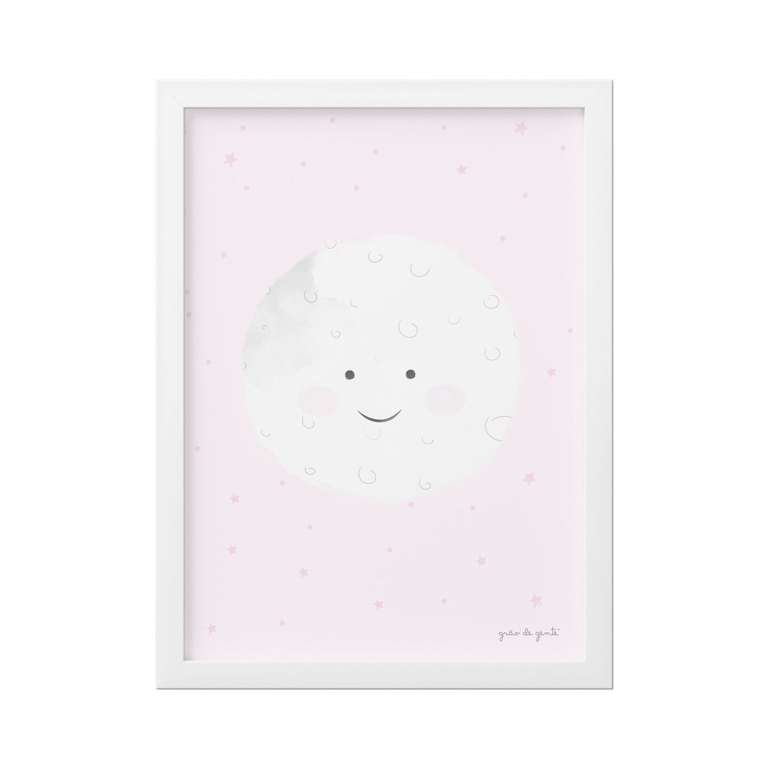 Quadro Lua e Estrelinhas Rosa 25cm 