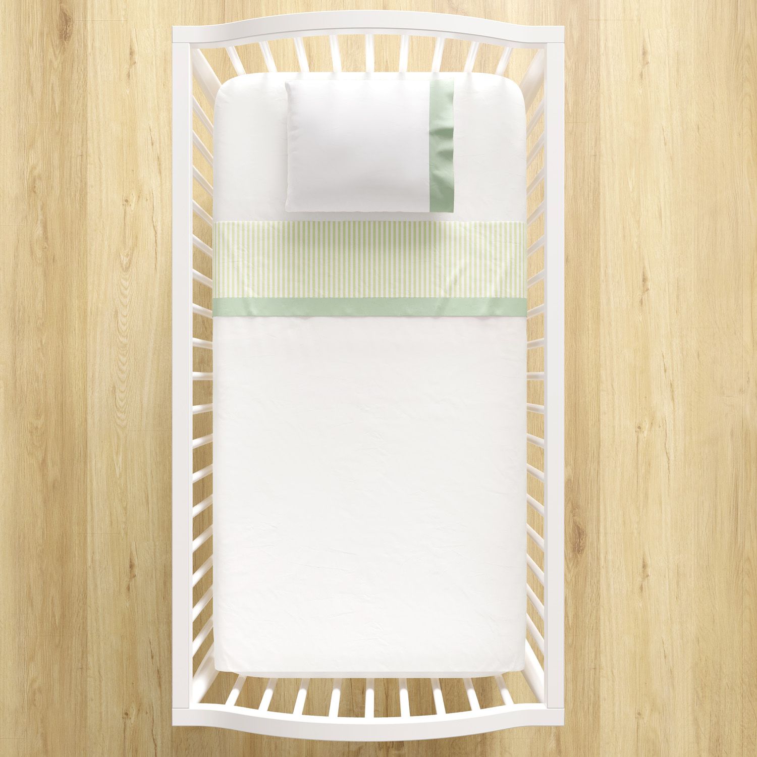 Jogo de Lençol Berço Listrado Verde 3 peças