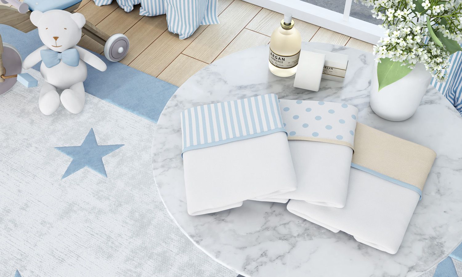 Jogo de Fronhas Branco com Barra Amarelo