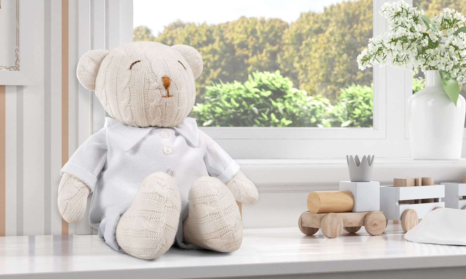 Urso Clássico Tricot Luxo Azul 42cm