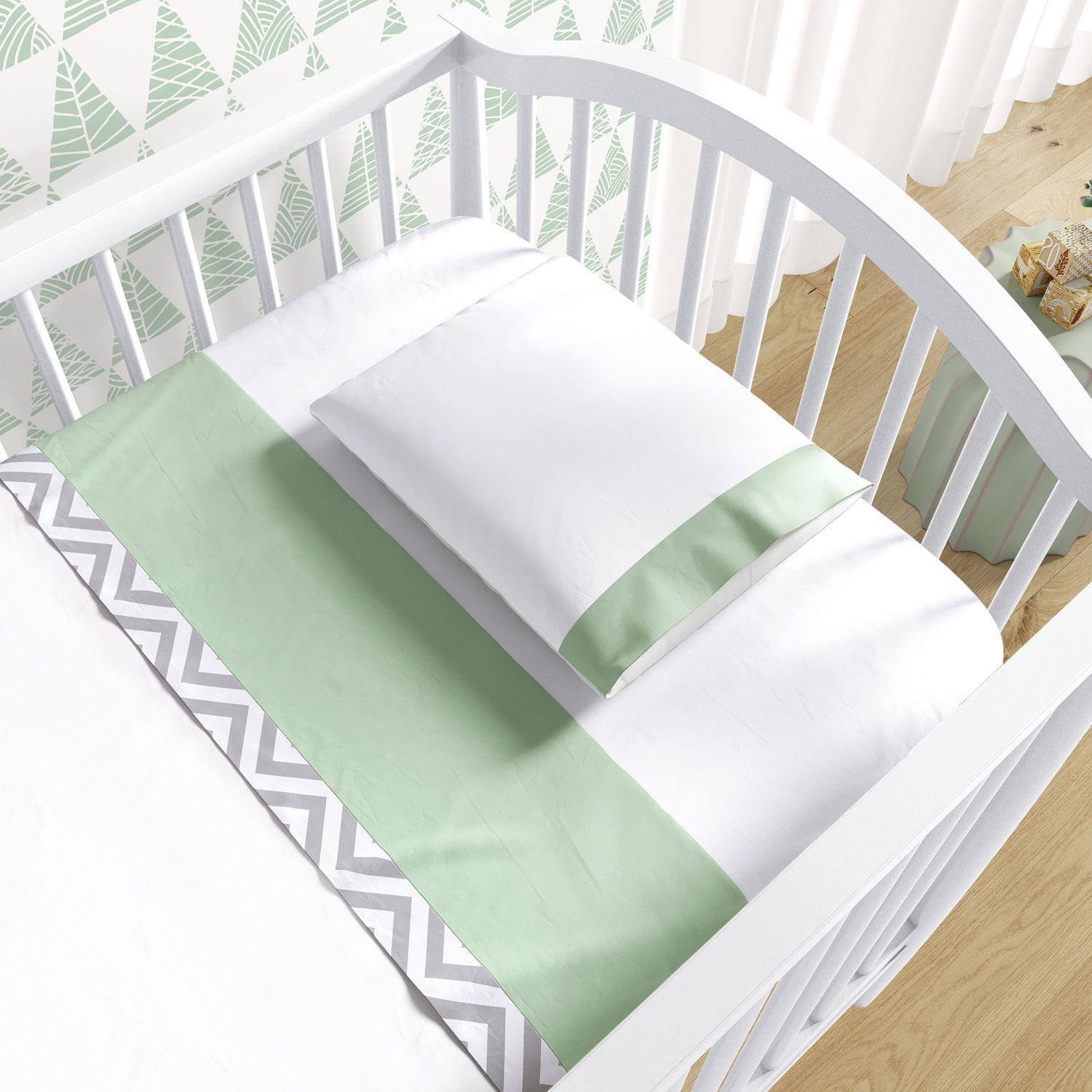 Jogo de Lençol Berço Chevron Azul 3 peças