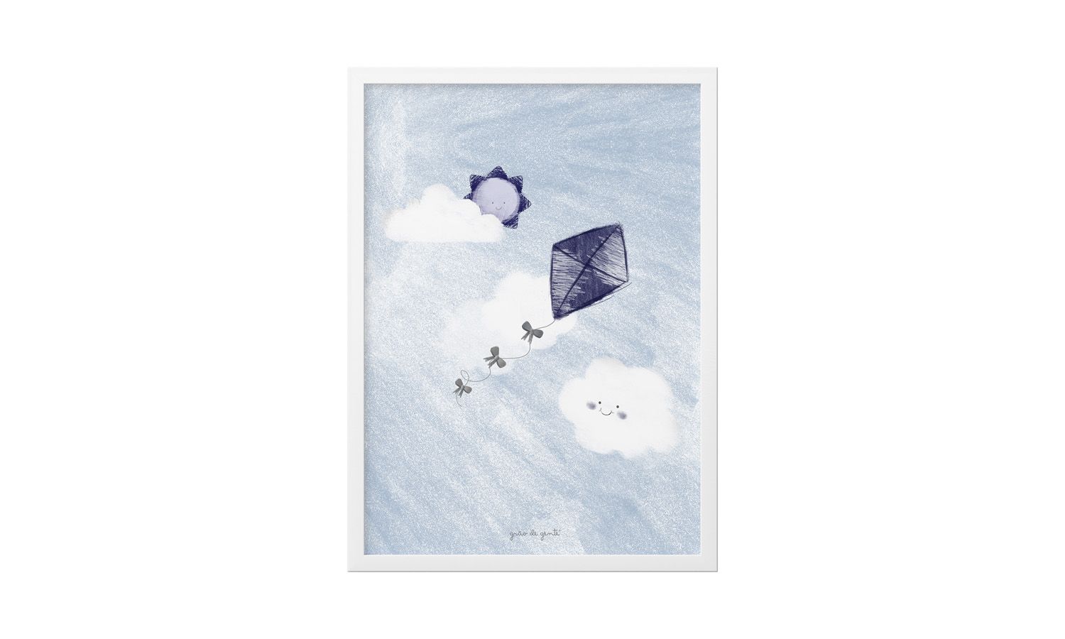 Quadro Pipa nas Nuvens Azul Marinho 34cm