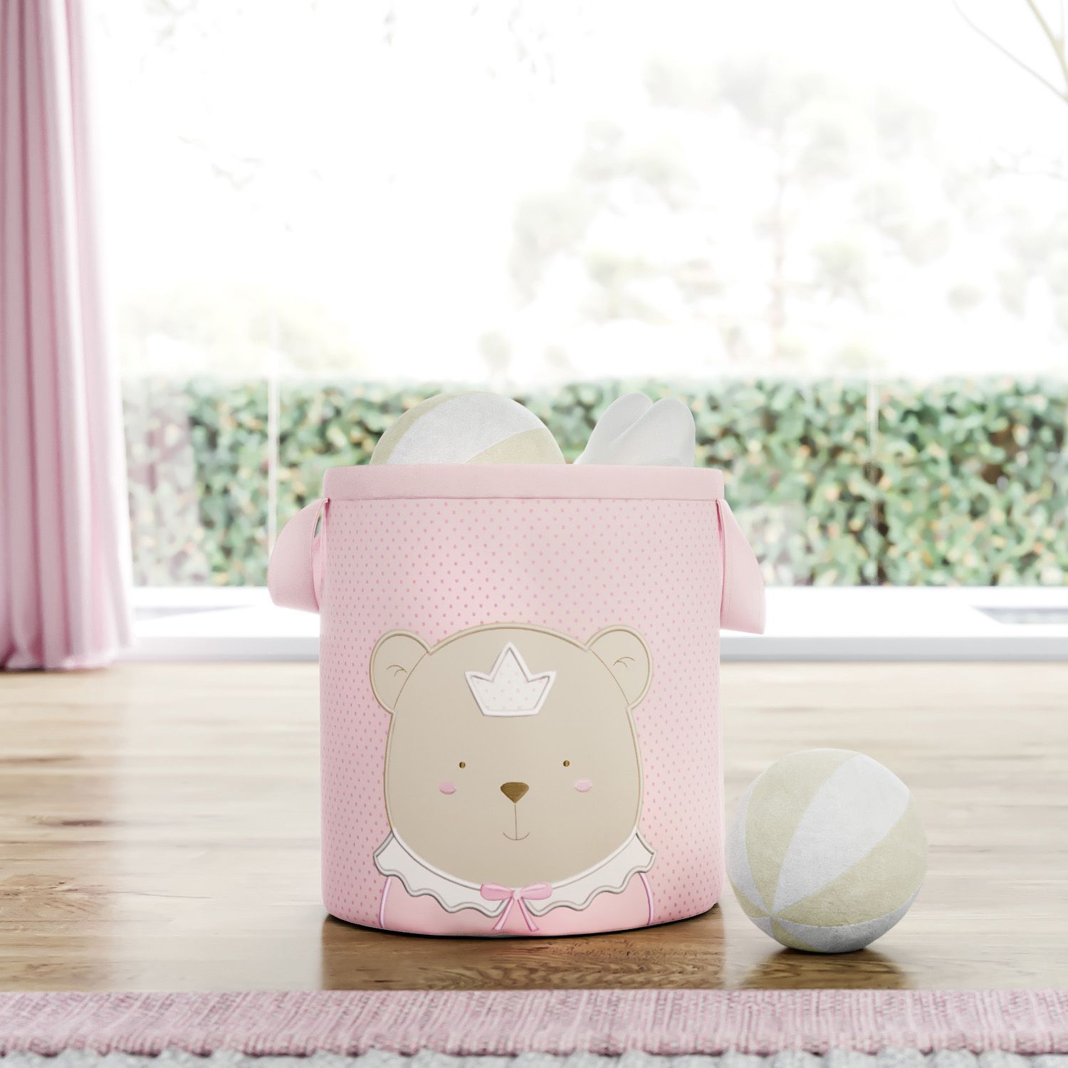 Cesto Organizador para Brinquedos Amiguinha Ursa Princesa 24cm