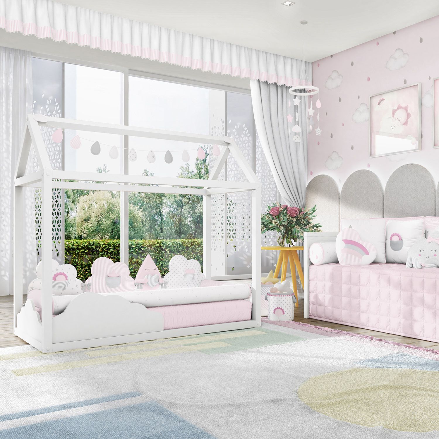 Quarto de Bebê Montessoriano Nuvem de Algodão Rosa