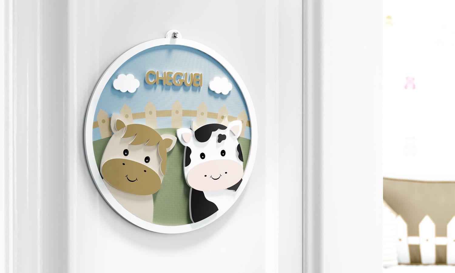 Porta Maternidade Cheguei Fazendinha