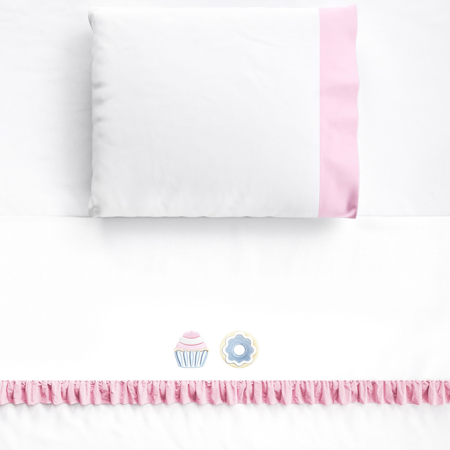 Jogo de Lençol Berço Bordado Doce Encanto 3 peças