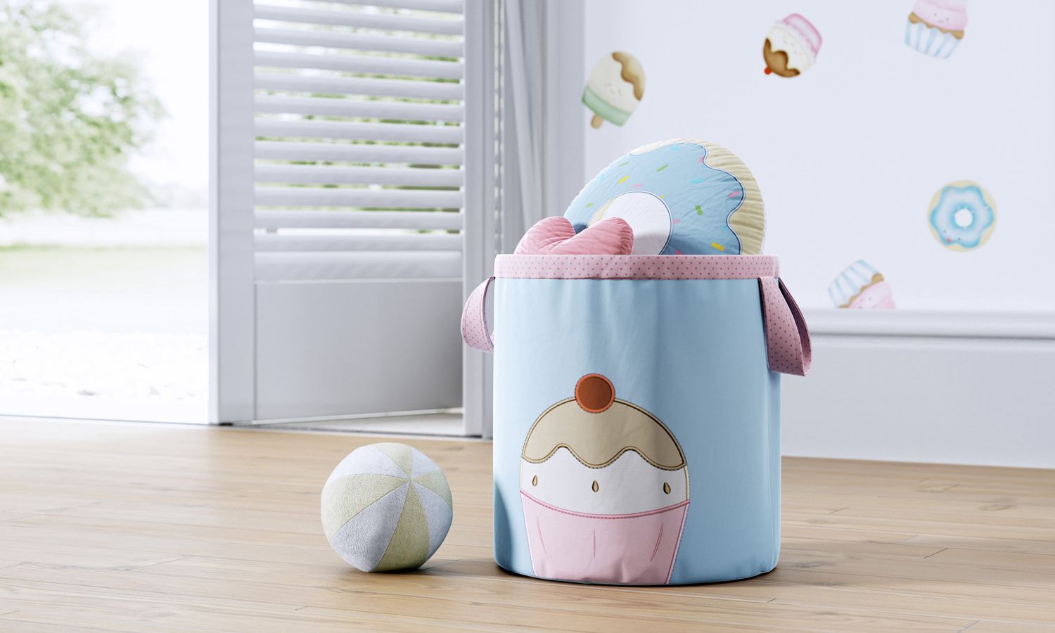 Cesto Organizador para Brinquedos Cupcake Cerejinha 24cm