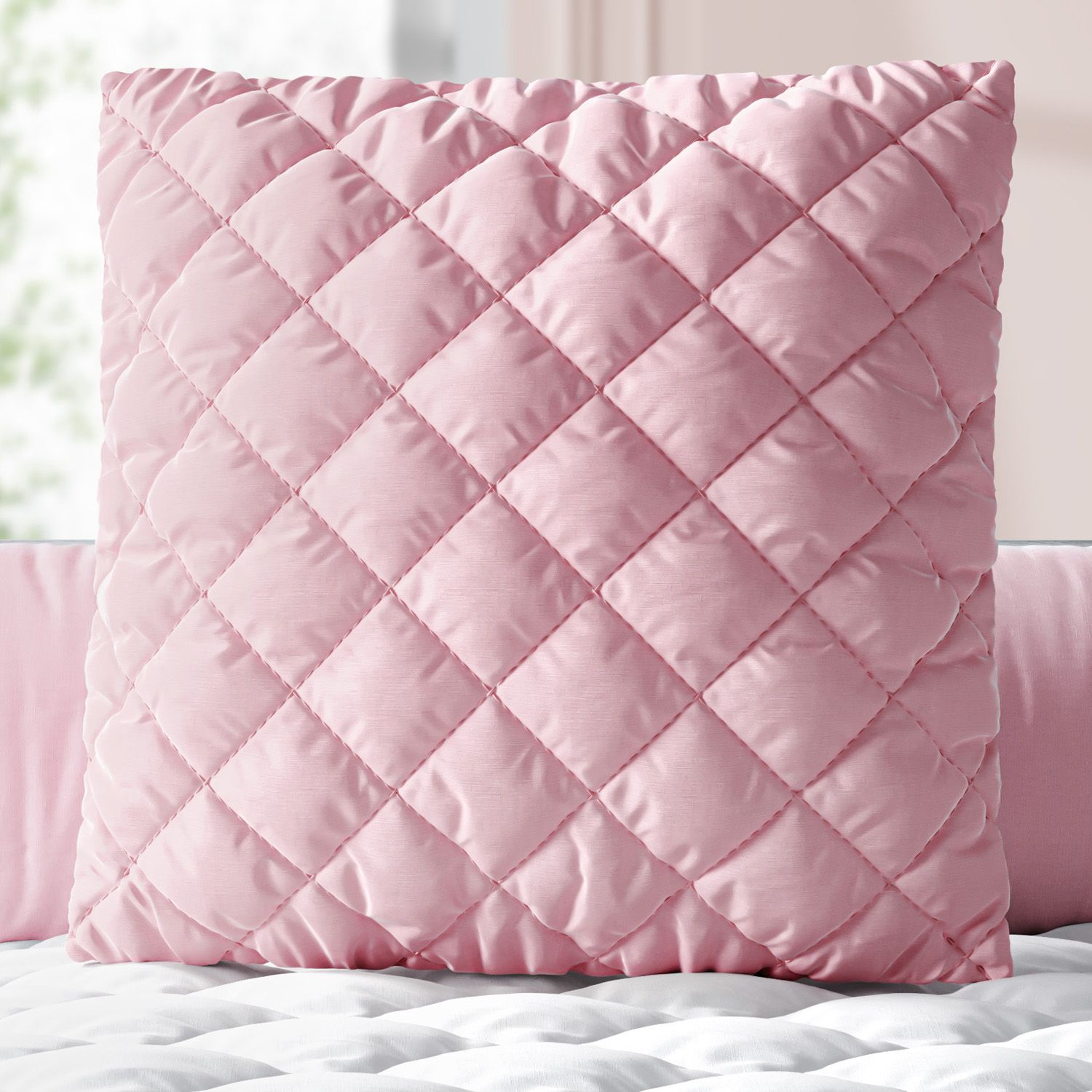 Almofada Quadrada Matelassê Rosa 38cm