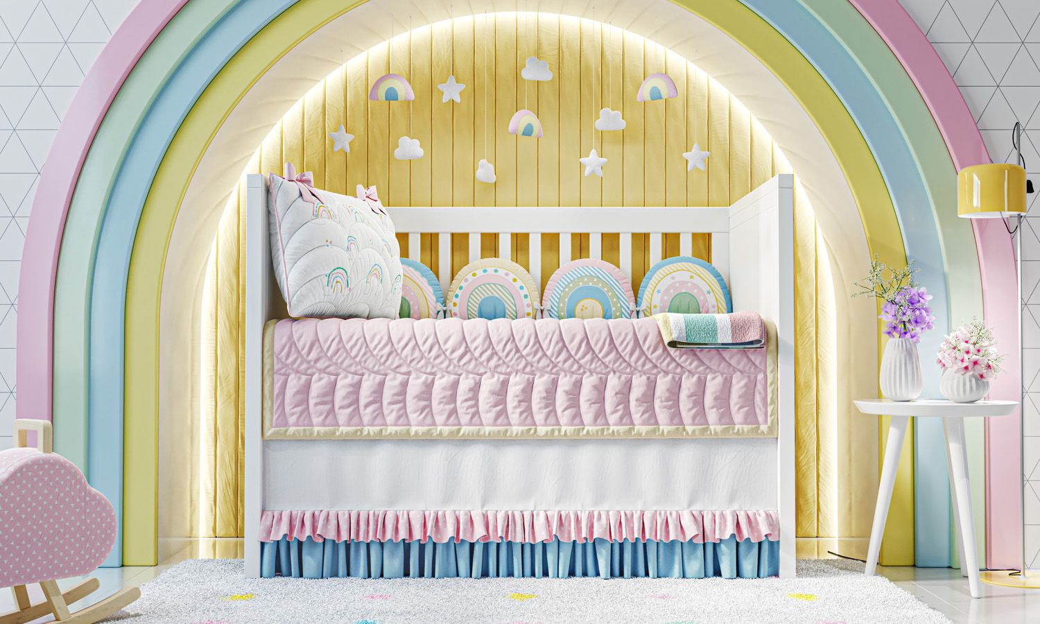 Kit Berço Arco-íris Patchwork
