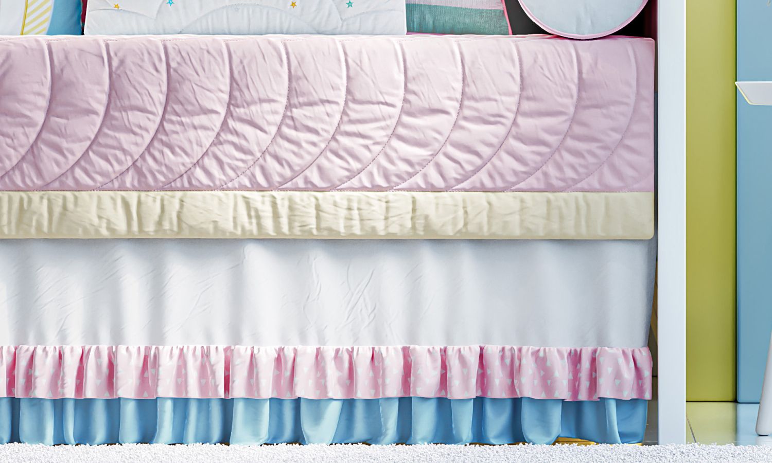 Saia de Cama Babá Babadinho Rosa/Azul