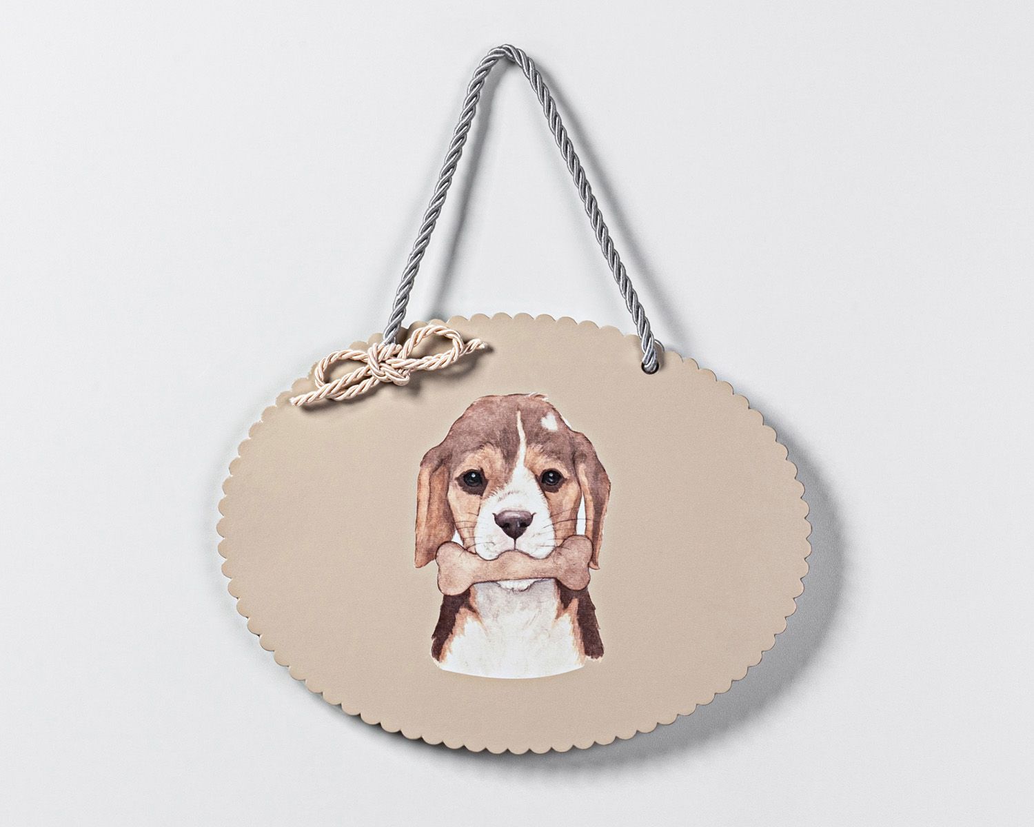 Placa Cachorrinho Amigo Beagle Bege