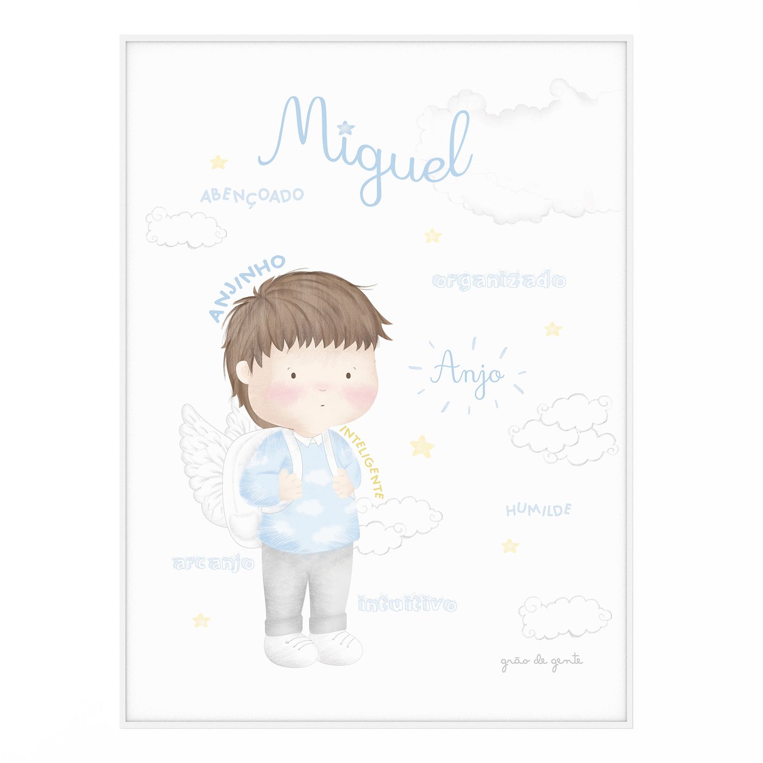 Quadro Personalizado Nome Miguel Anjinho 33cm