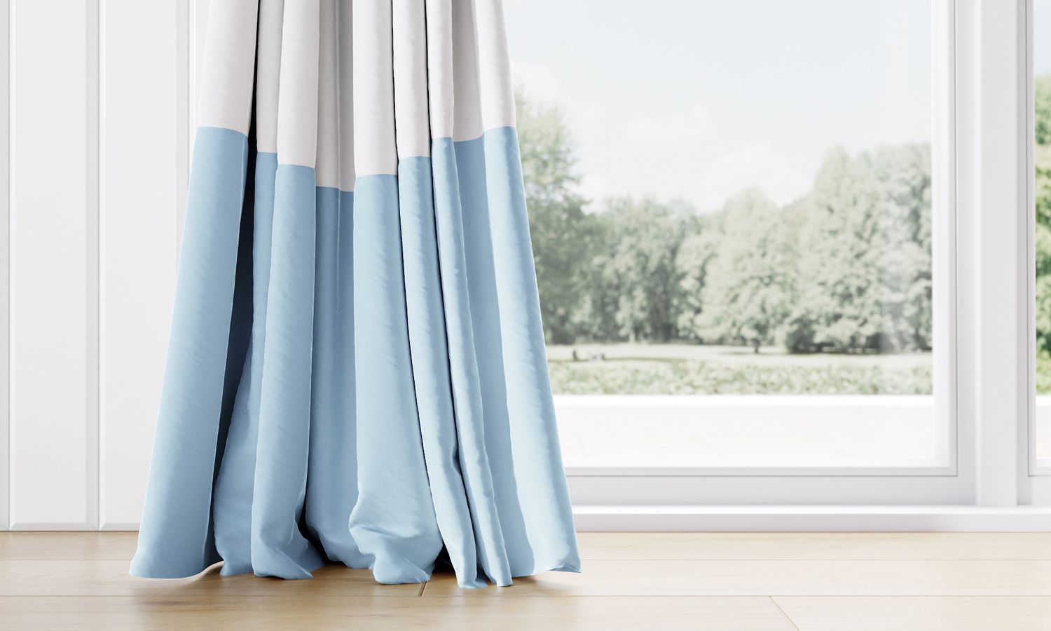 Cortina Branca e Azul com Laços