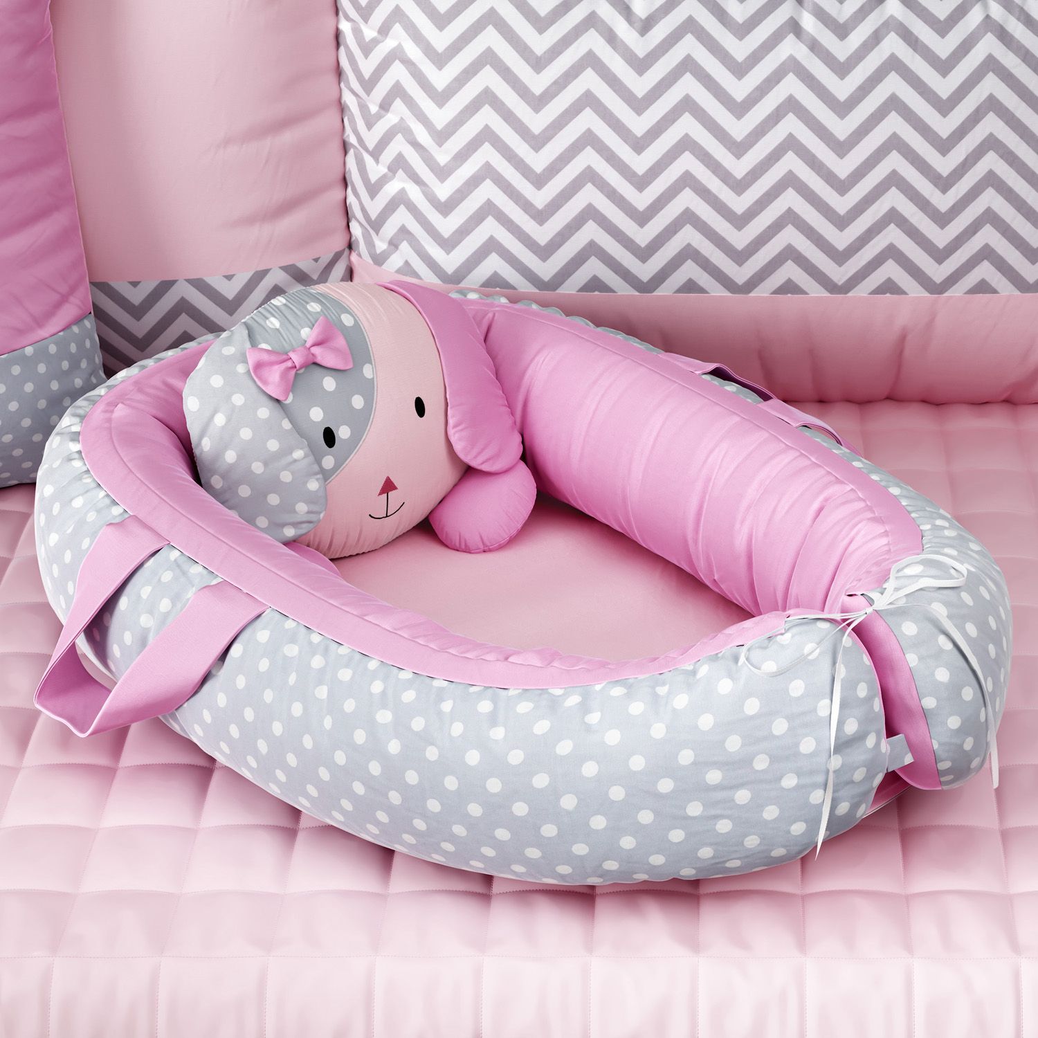 Ninho para Bebê Redutor de Berço Amiguinha Cachorrinha Rosa 75cm