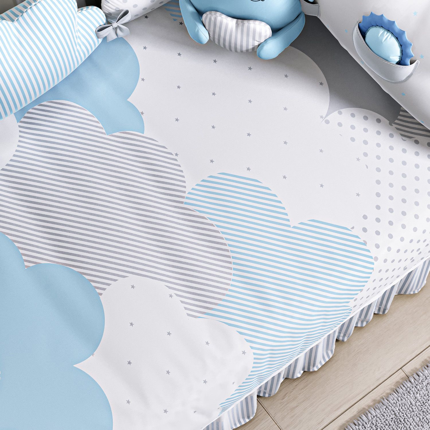 Edredom de Berço Estampado Nuvem de Algodão Rosa