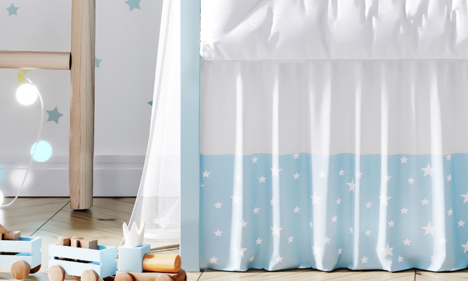 Saia de Berço Barra Estrelinhas Azul