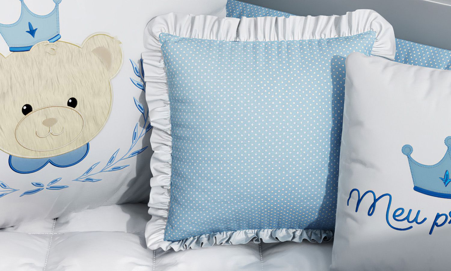 Almofada Quadrada Poá Azul 38cm