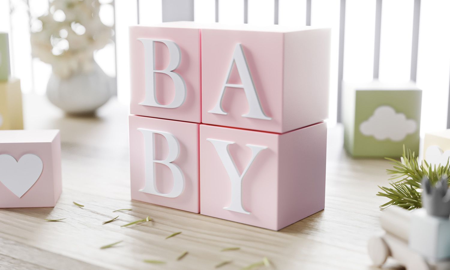 Cubo Decorativo Personalizado Letra F MDF Rosa 8cm