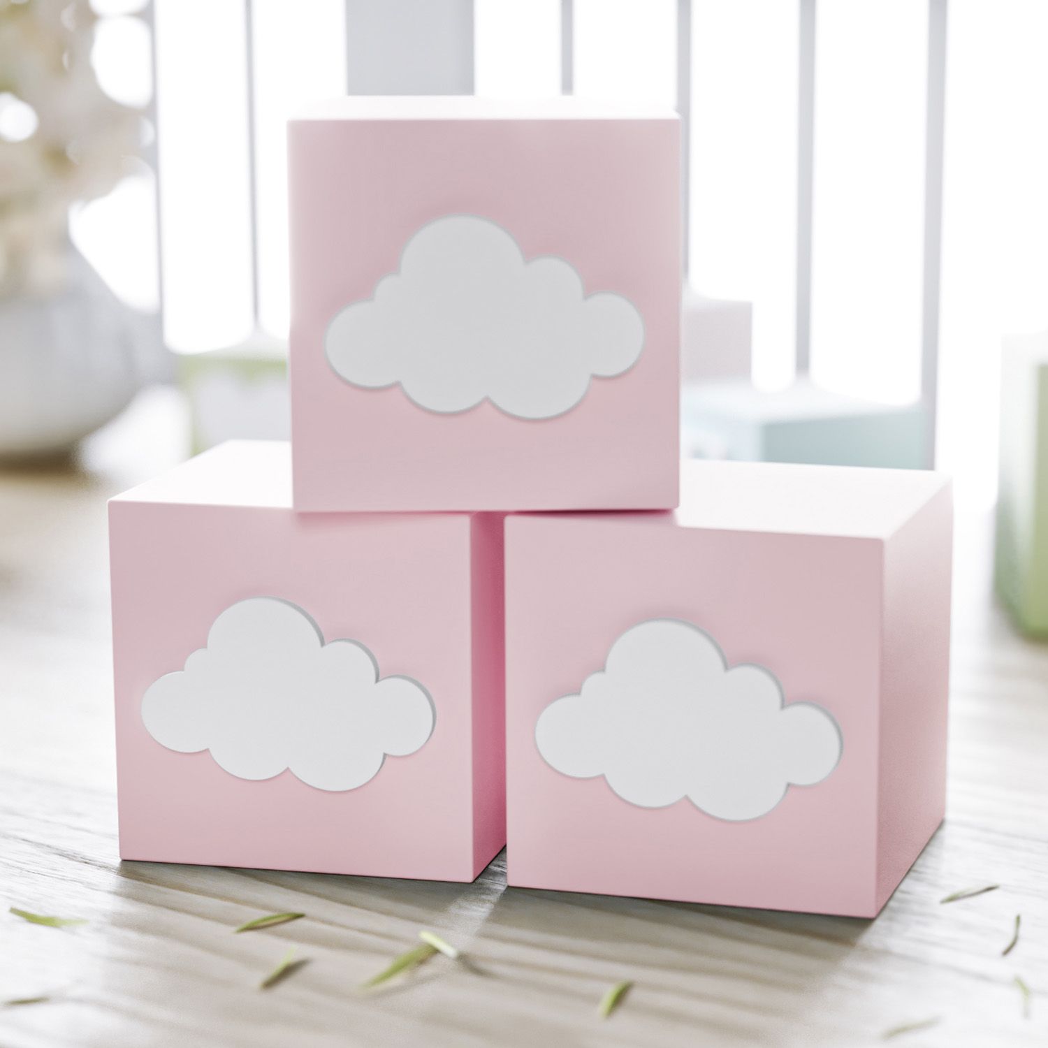 Cubo Decorativo Nuvem MDF Rosa