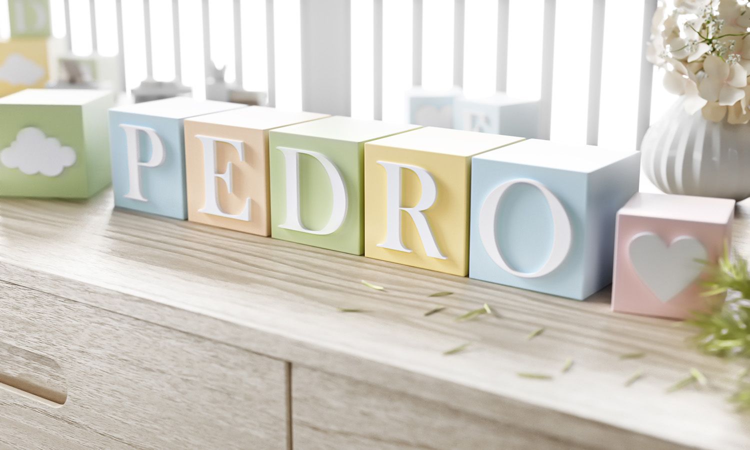 Cubo Decorativo Coração MDF Rosa