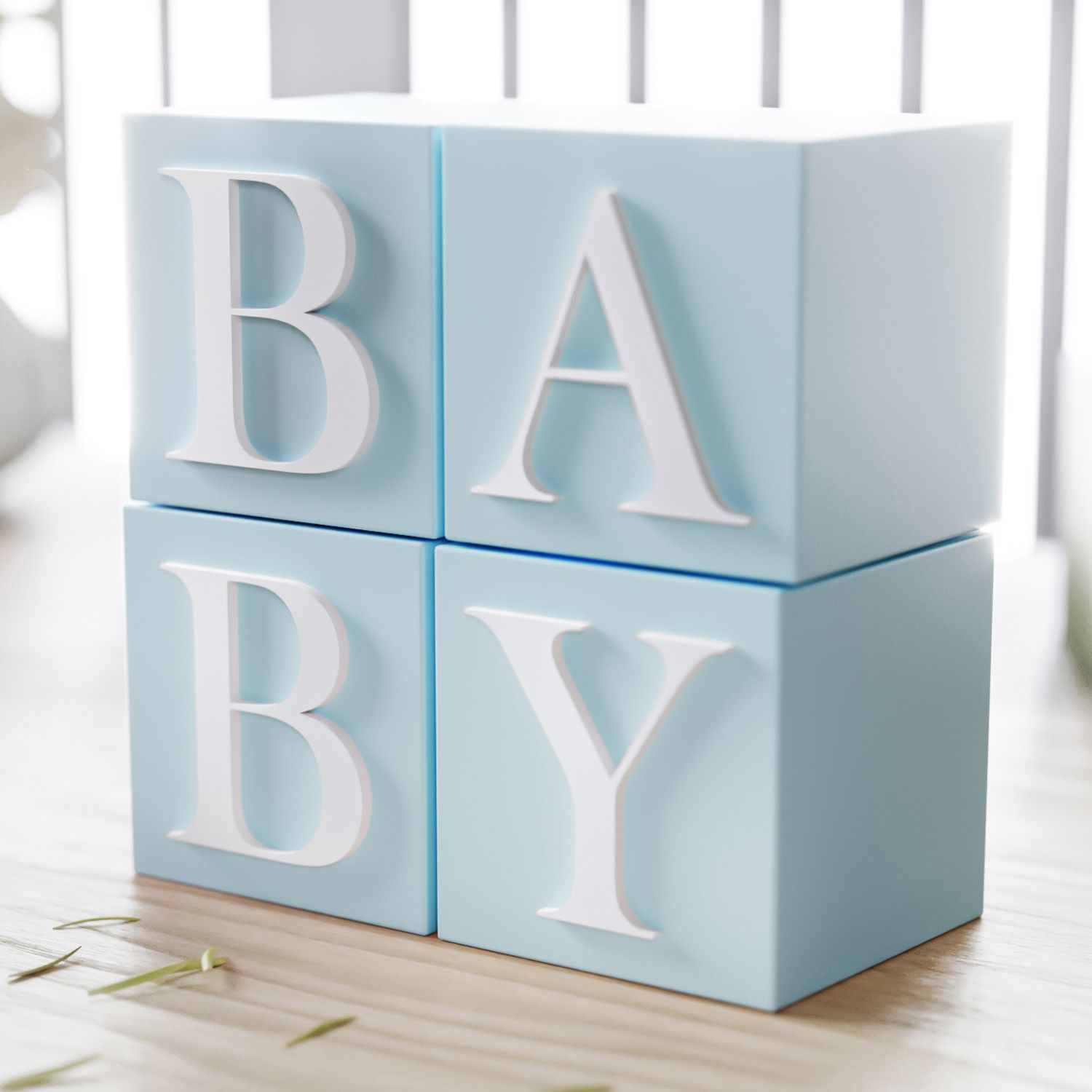 Cubo Decorativo Personalizado Letras do Alfabeto MDF Azul