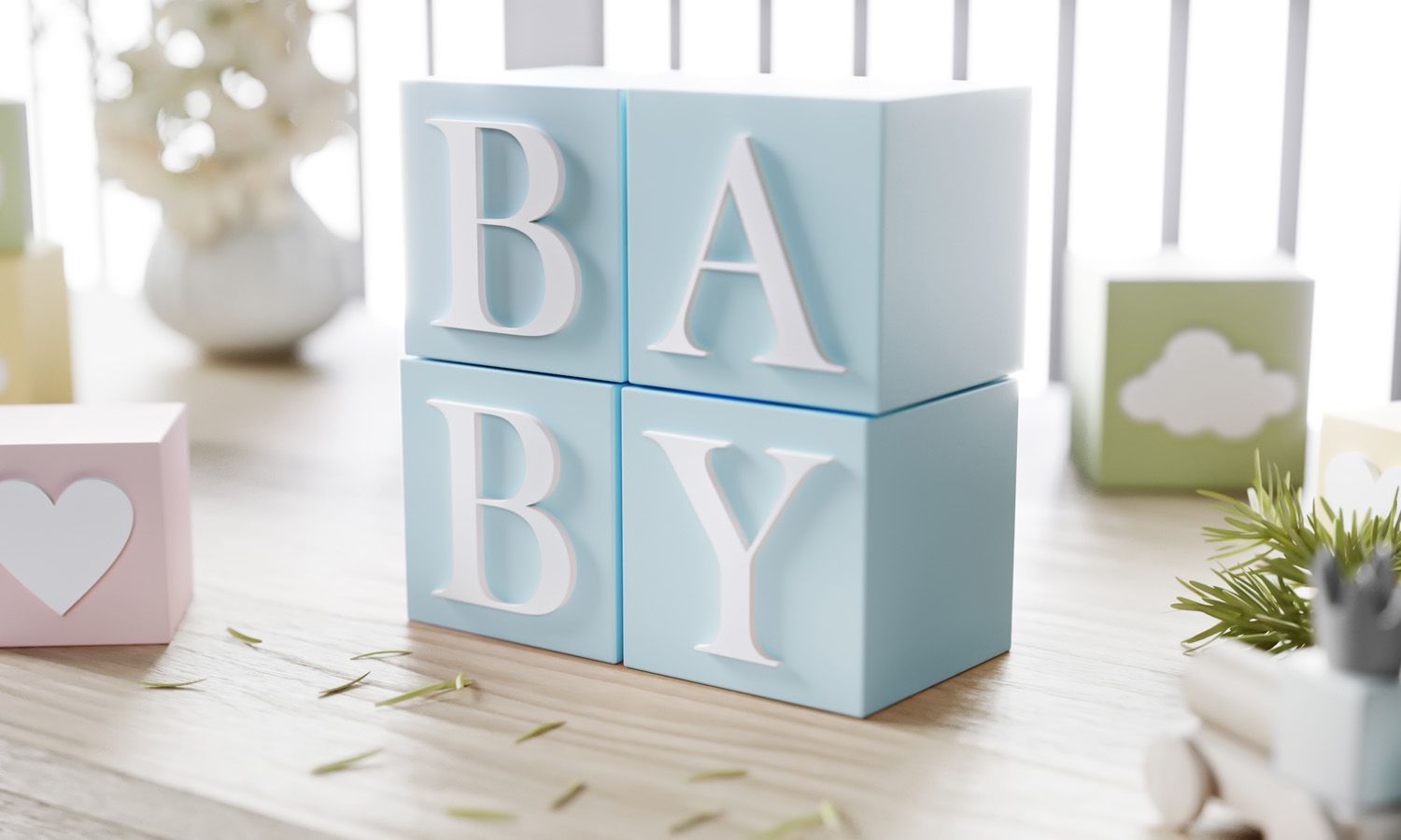 Cubo Decorativo Personalizado Letra M MDF Azul 6cm