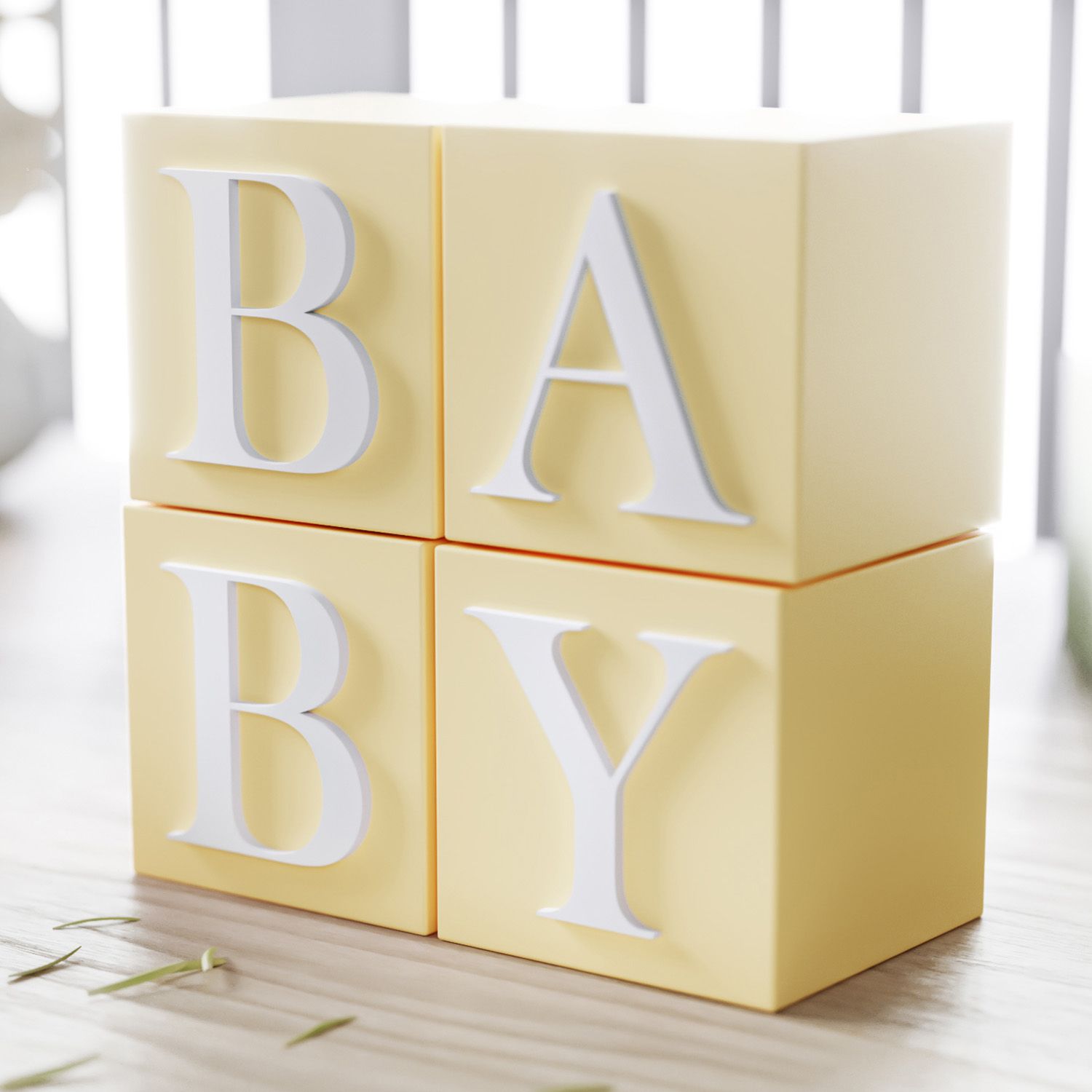 Cubo Decorativo Personalizado Letras do Alfabeto MDF Amarelo