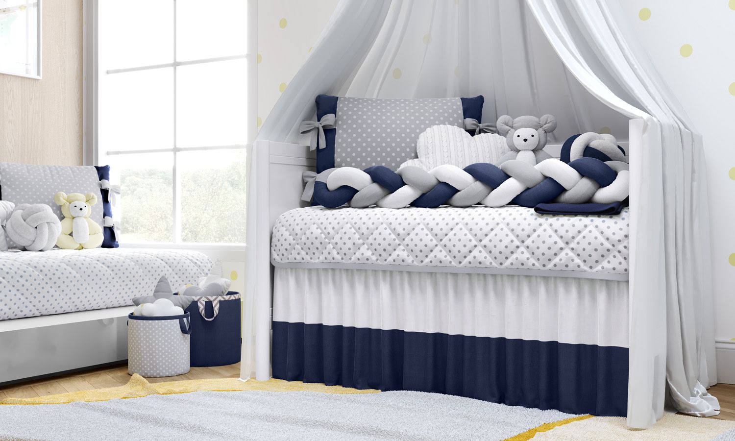 Kit Berço Trança Poá Rosa