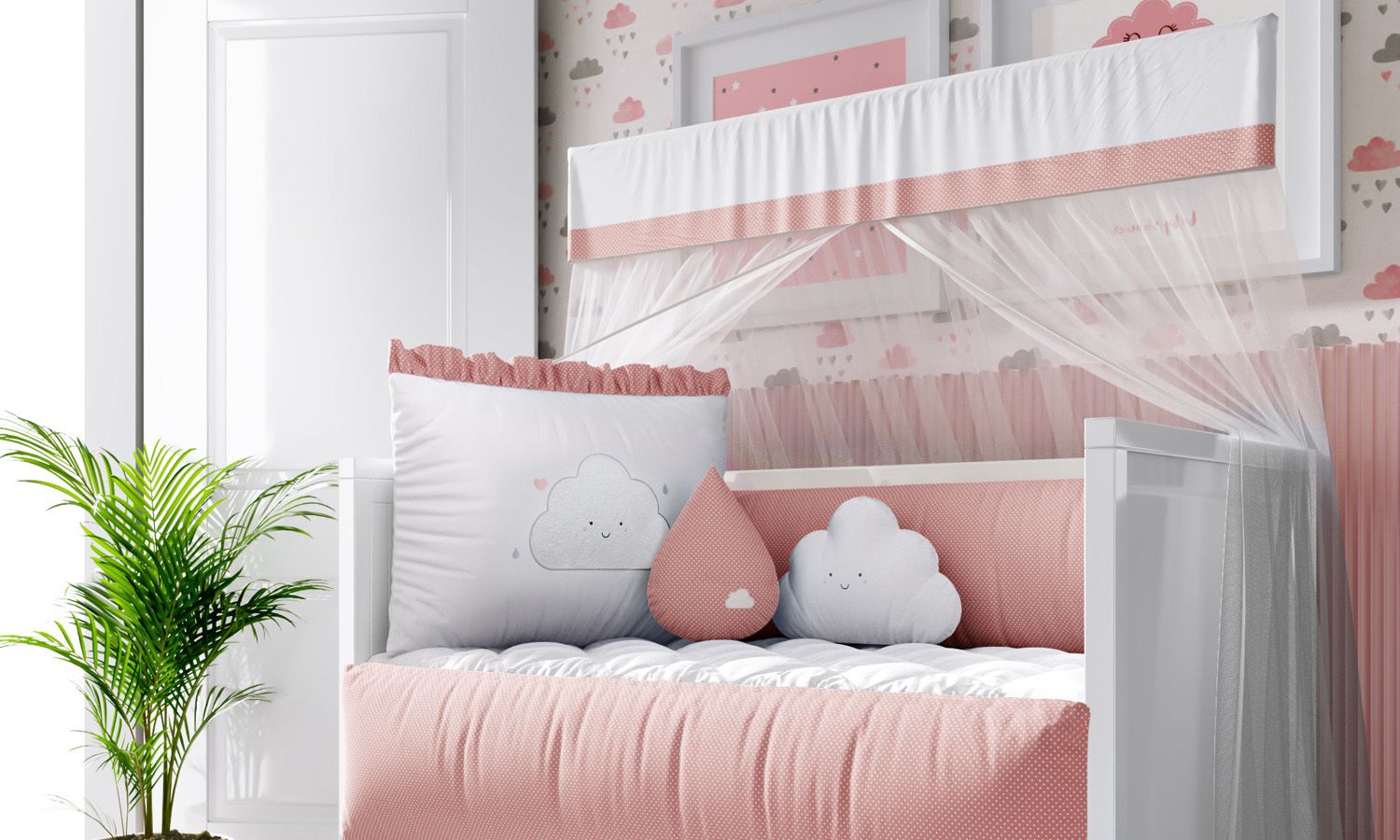 Kit Berço Nuvem de Amor Rosé