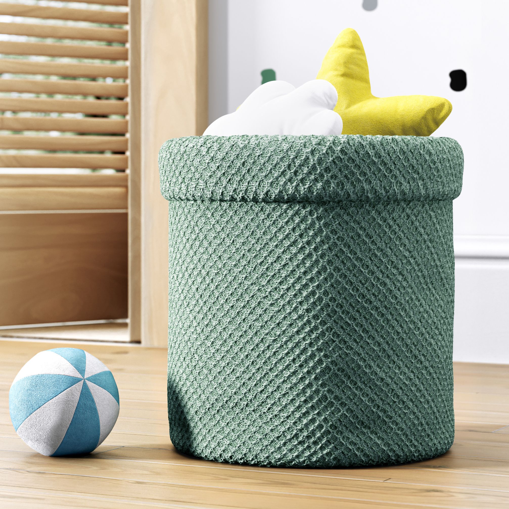 Cesto Organizador para Brinquedos Tricot Colmeia Verde Malva 24cm