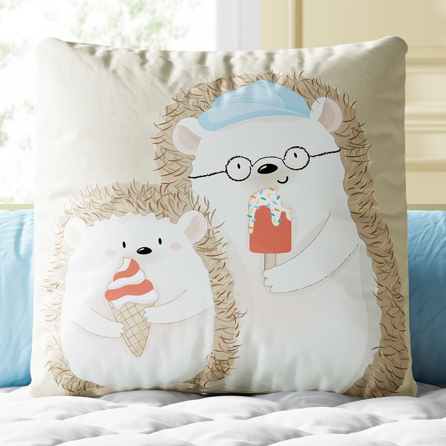 Almofada Quadrada Pai e Filho Porco Espinho 30cm