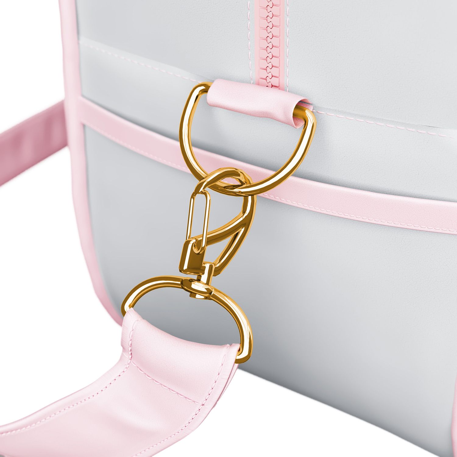 Bolsa Maternidade Coração Rosa e Cinza 34cm