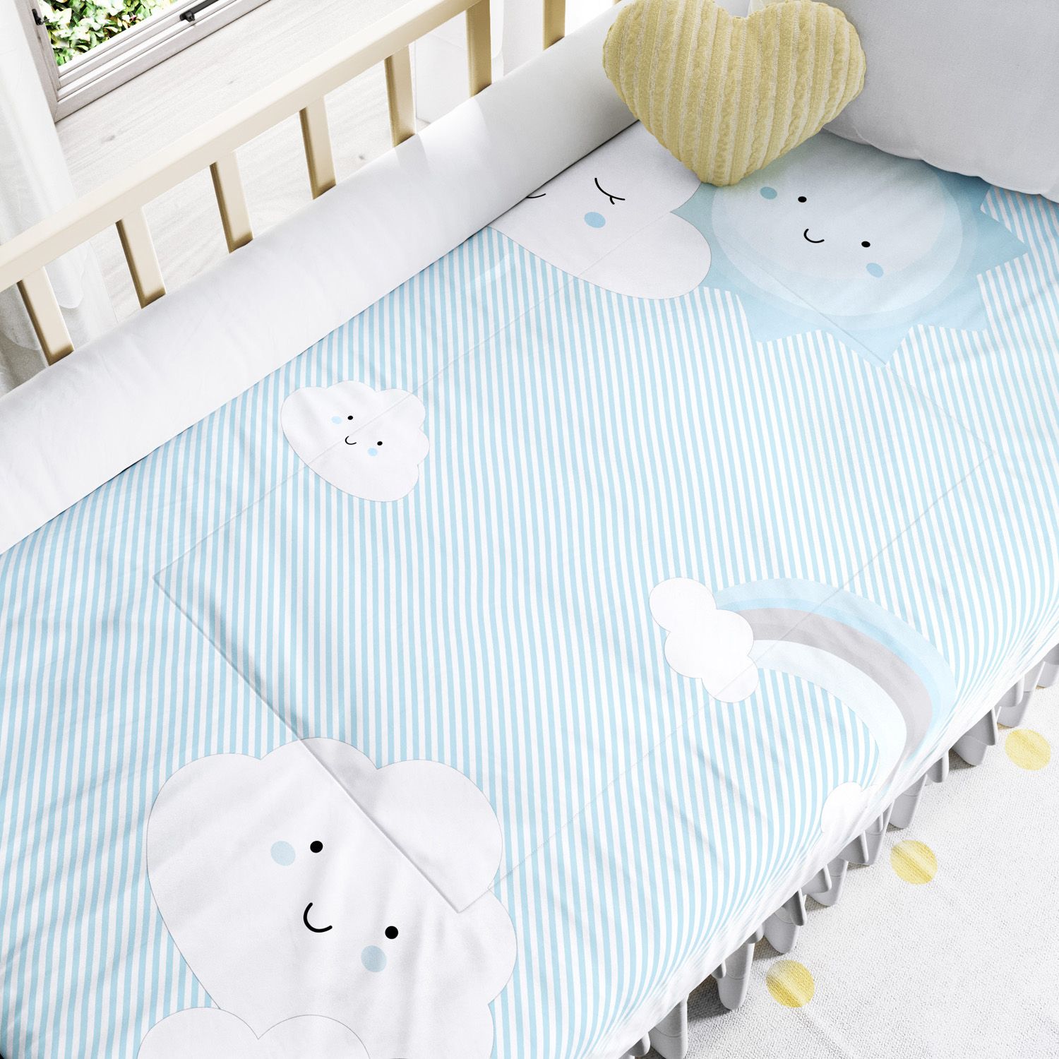 Edredom de Berço Nuvem de Algodão Azul