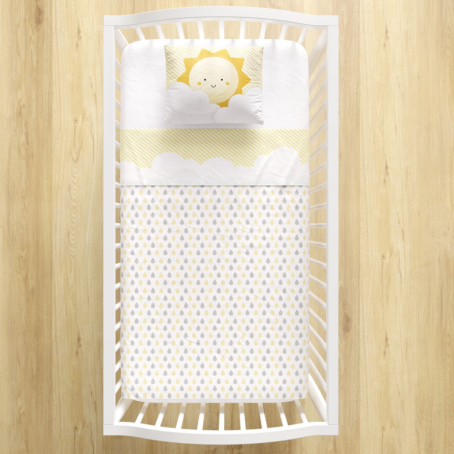 Jogo de Lençol Berço Nuvem de Algodão Azul 3 peças