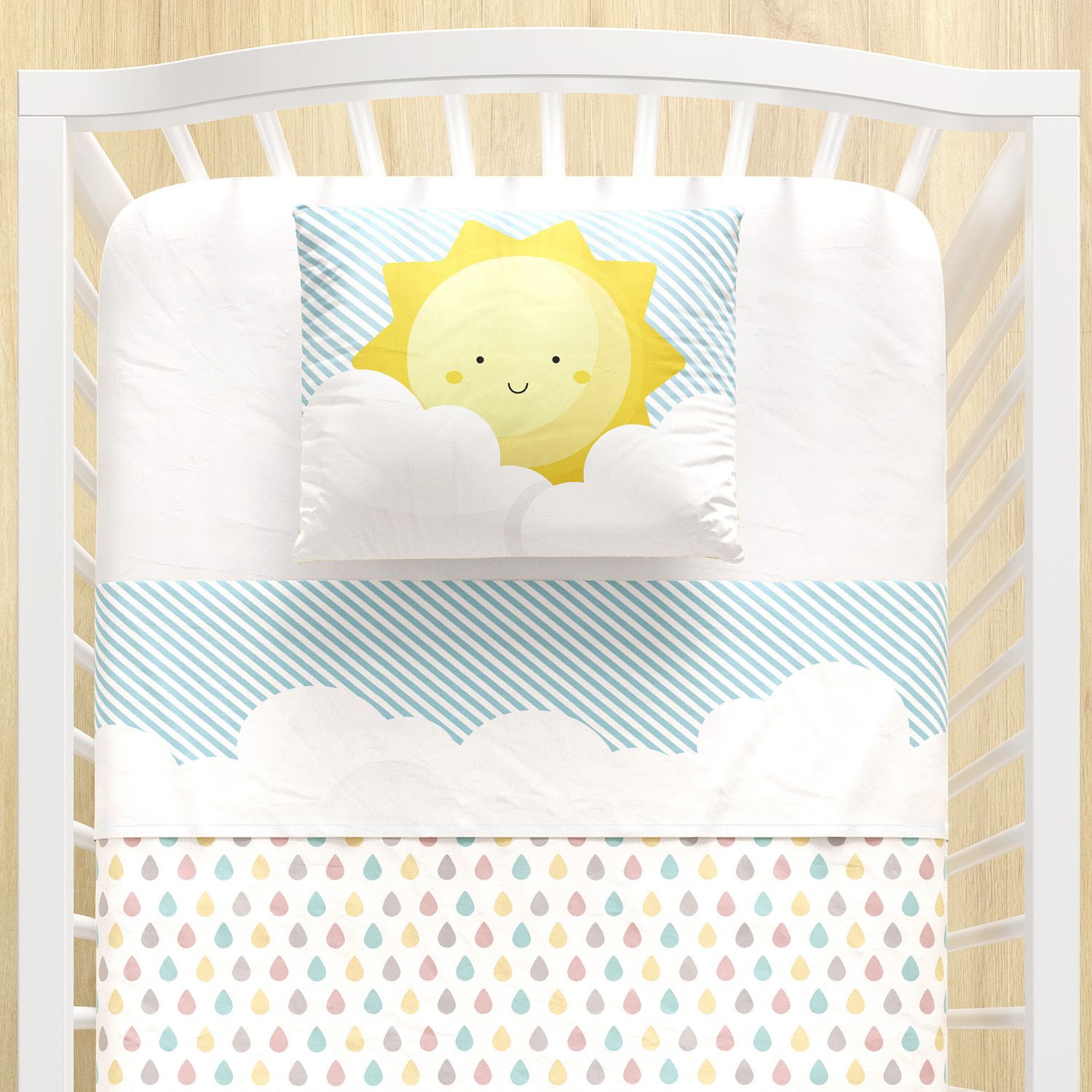 Jogo de Lençol Berço Nuvem de Algodão 3 peças