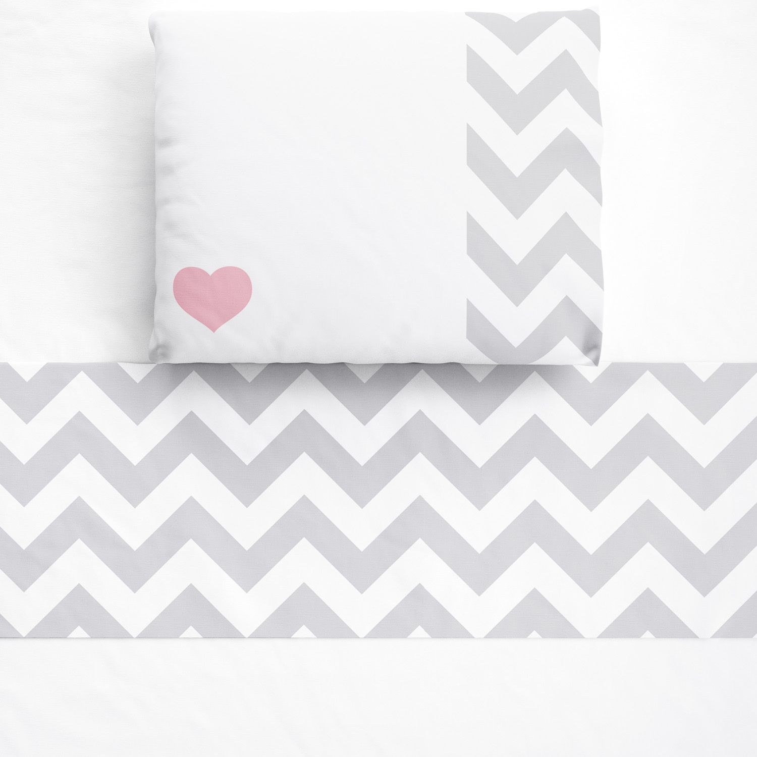 Jogo de Lençol Berço Coração Chevron 3 Peças