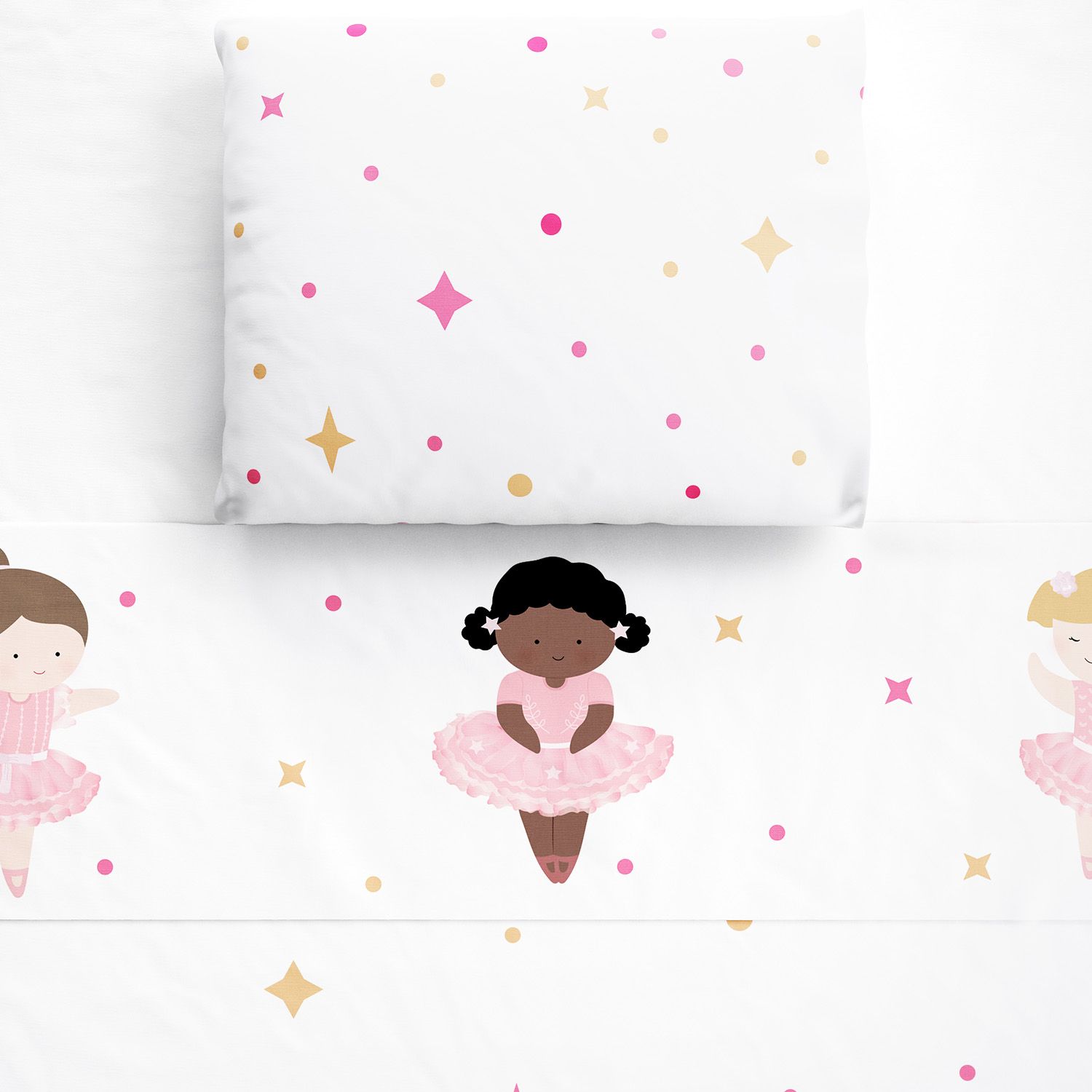 Jogo de Lençol Berço Bailarinas Baby 3 peças