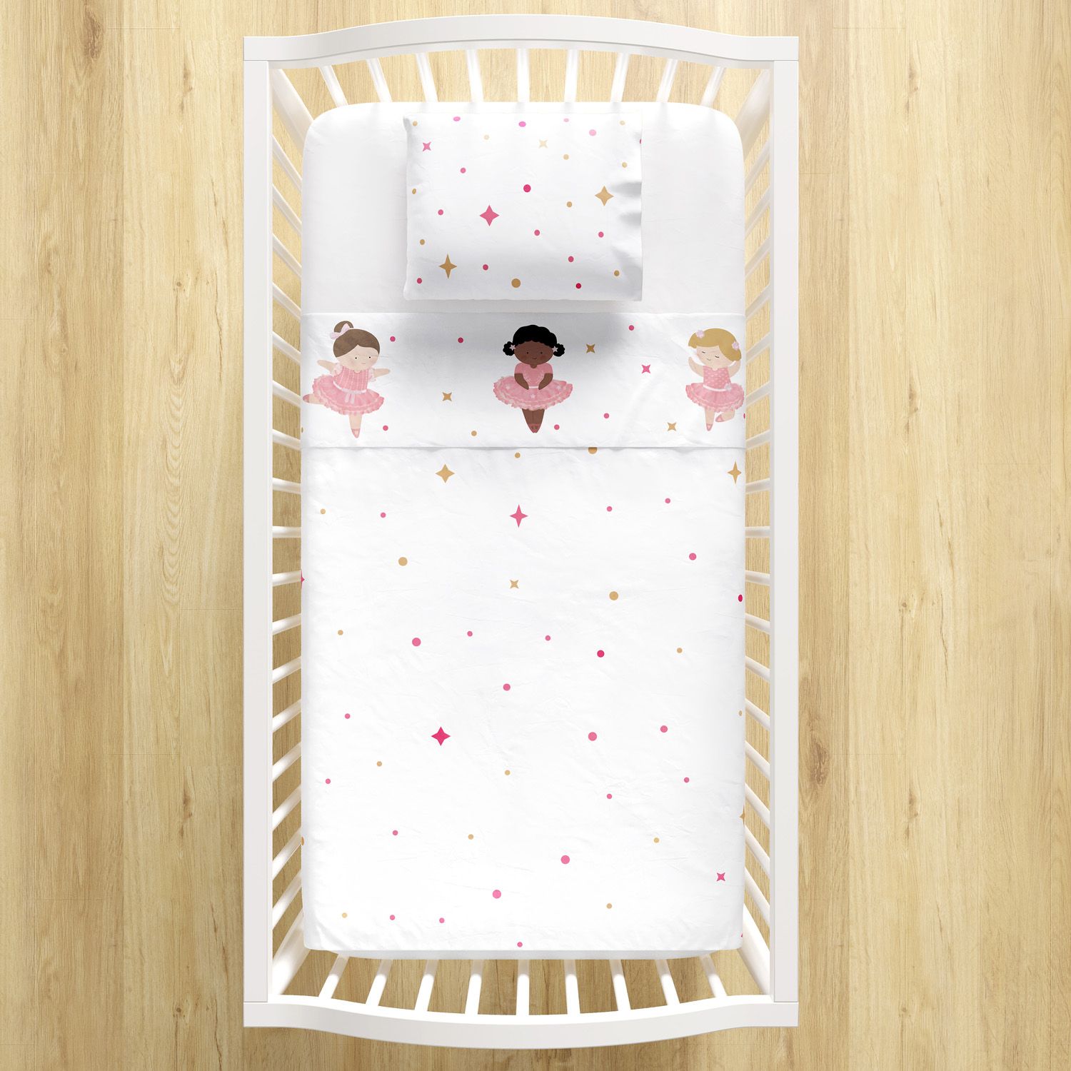 Jogo de Lençol Berço Bailarinas Baby 3 peças