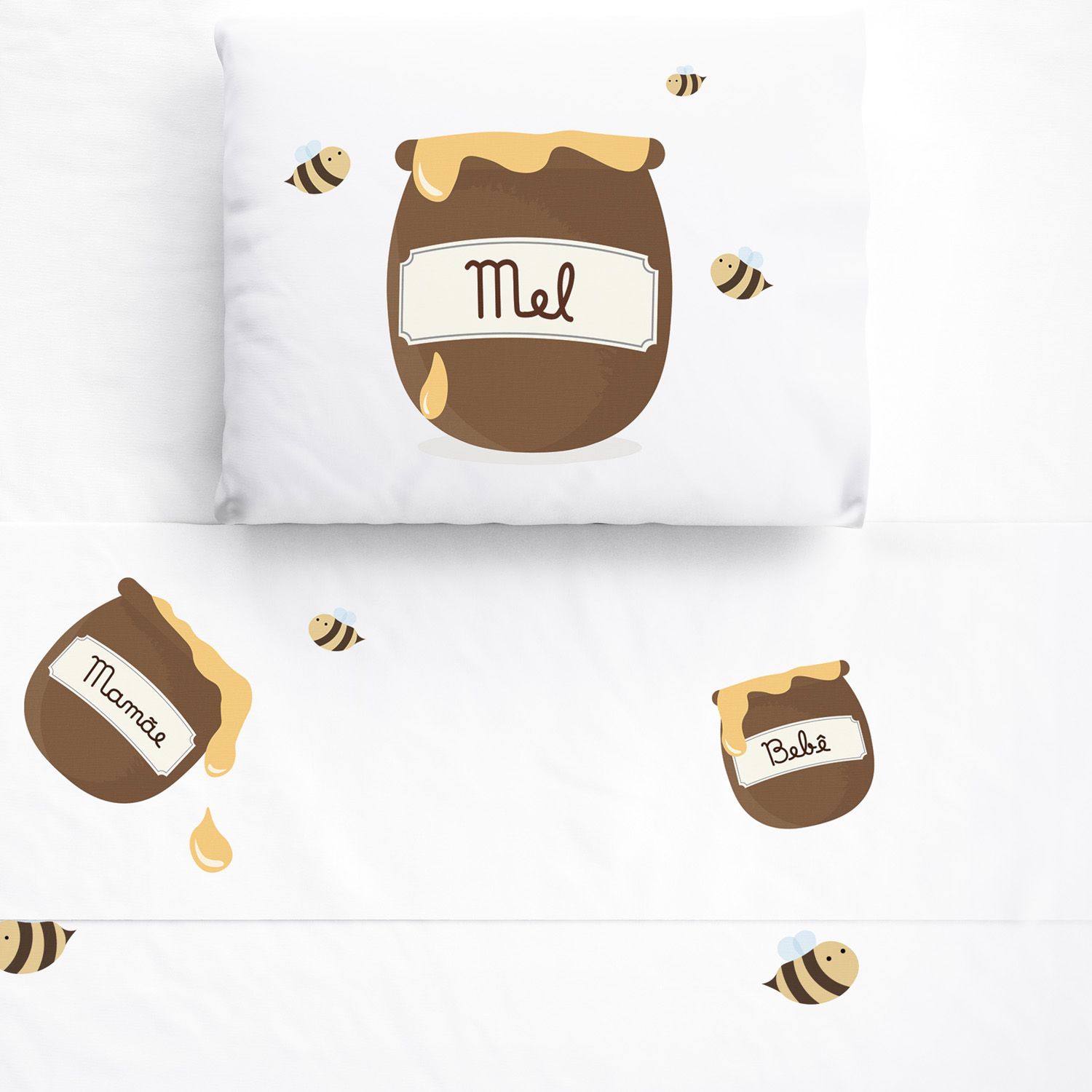 Jogo de Lençol Berço Potes de Mel 3 peças