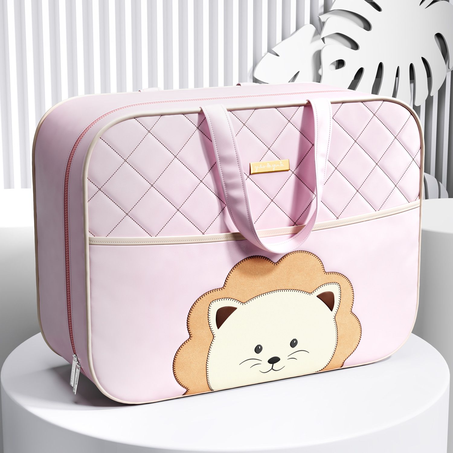 Mala Maternidade Amiguinha Leoa Rosa 48cm
