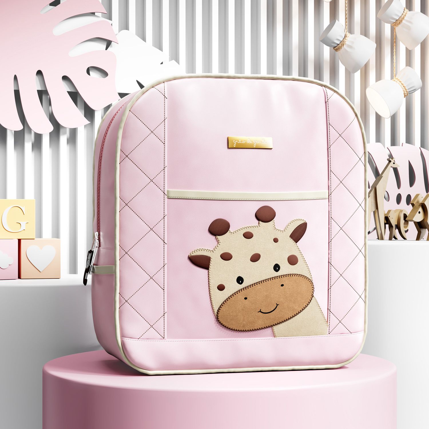 Mochila Maternidade Amiguinha Girafa Branco