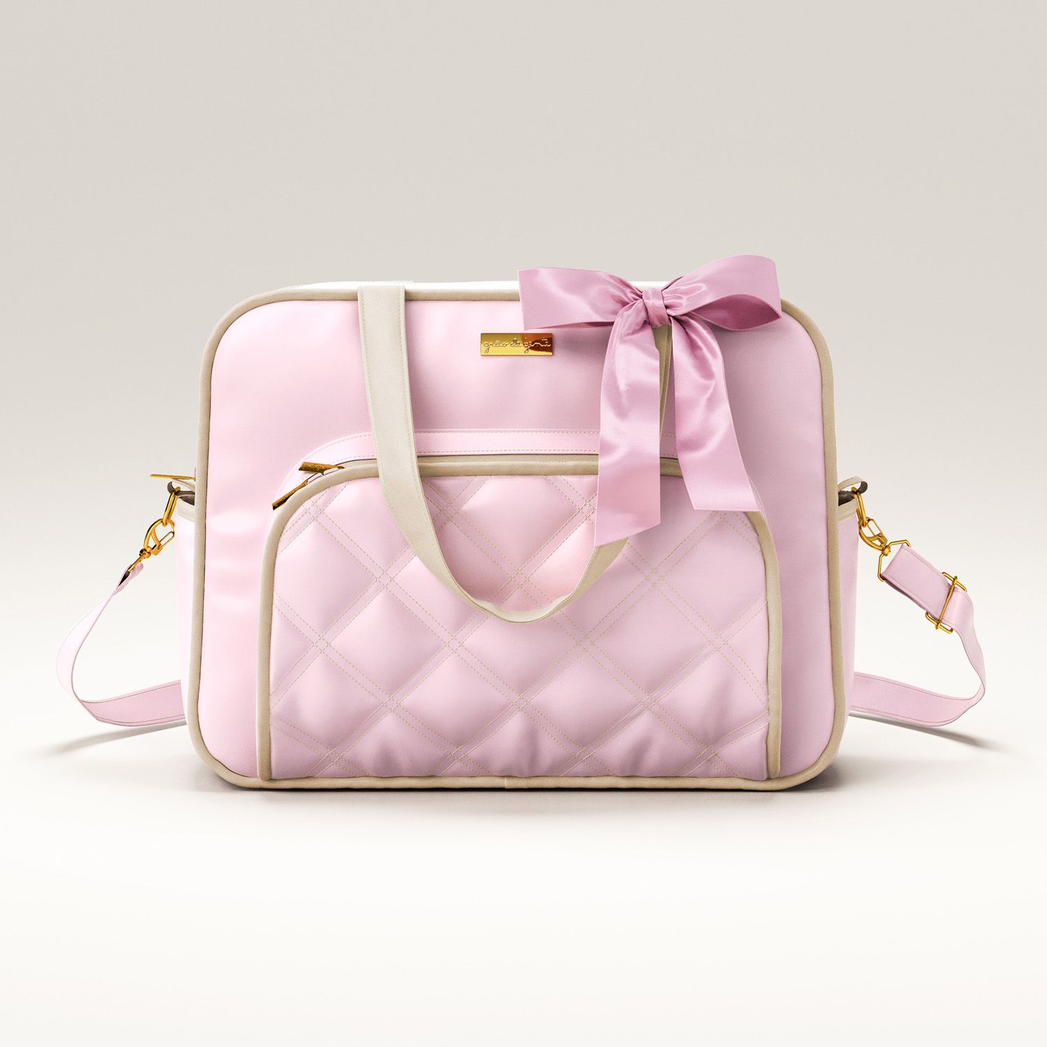 Bolsa Maternidade Luxo Azul Marinho e Bege 40cm